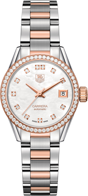 Tag Heuer Carrera Self winding Automatic Pearl White Ladies Watch WAR2453.BD0777 