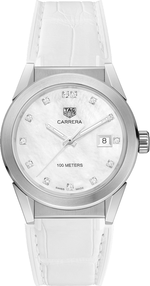 Tag Heuer Carrera Battery Operated Quartz White Ladies Watch WBG1312.FC6412 