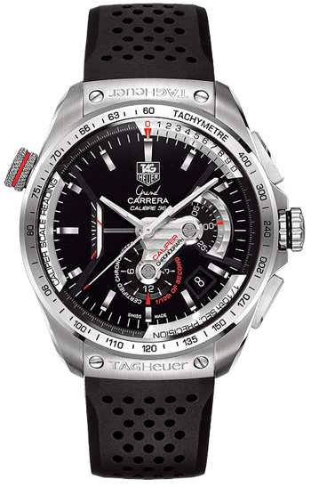 Tag Heuer Grand Carrera Self winding Automatic Chronometer Black Mens Watch CAV5115-FT6019 