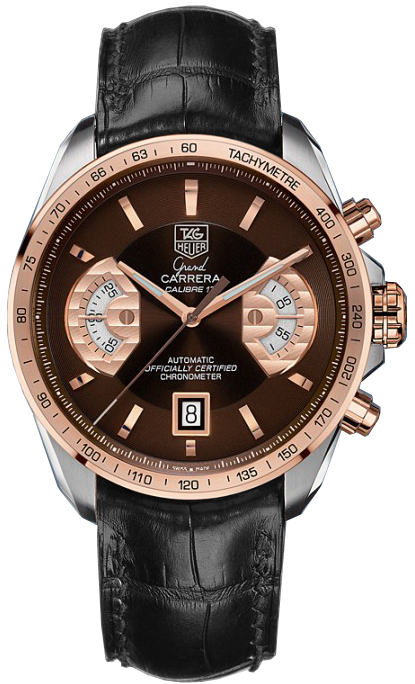 Tag Heuer Grand Carrera Self winding Automatic Chronometer Brown Mens Watch CAV515C-FC6225 