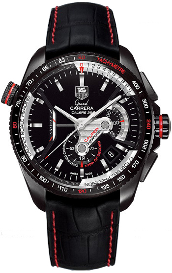 Tag Heuer Grand Carrera Self winding Automatic Chronometer Black Mens Watch CAV5185-FC6237 