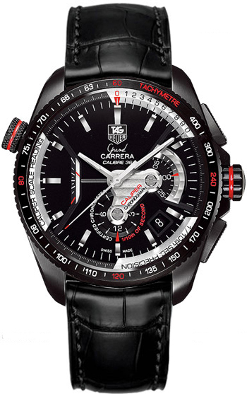 Tag Heuer Grand Carrera Self winding Automatic Chronometer Black Mens Watch CAV5185-FC6257 