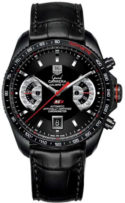Tag Heuer Grand Carrera Self winding Automatic Chronometer Black Mens Watch CAV518B-FC6235 