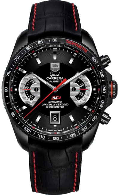 Tag Heuer Grand Carrera Self winding Automatic Chronometer Black Mens Watch CAV518B-FC6237 
