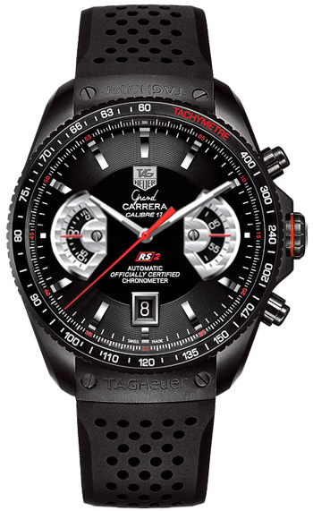Tag Heuer Grand Carrera Self winding Automatic Chronometer Black Mens Watch CAV518B-FT6016 