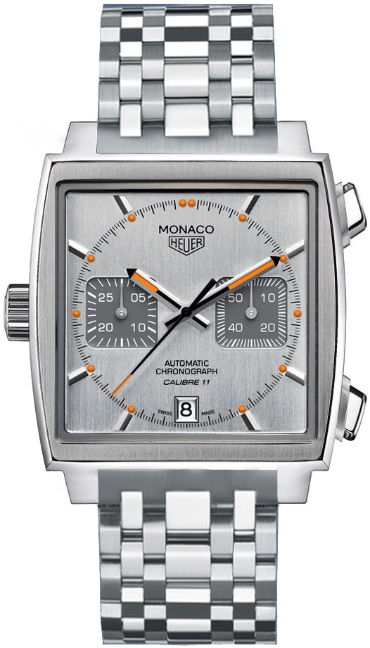 Tag Heuer Monaco Self winding Automatic Silver Mens Watch CAW211C-BA0780 