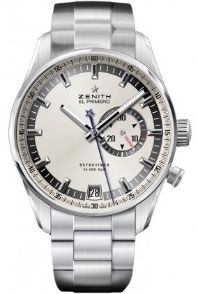 Zenith 2010 El Primero Collection Self winding Automatic Chronometer Silver Mens Watch 03-2030-4055-01-M2040 
