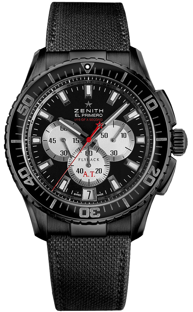 Zenith El Primero Stratos Flyback Self winding Automatic Black Mens Watch 24-2061-4057-67-C707 