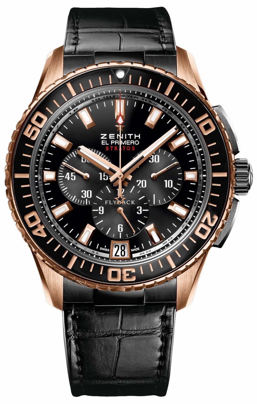 Zenith El Primero Stratos Flyback Self winding Automatic Chronometer Black Mens Watch 86-2060-405-23-C714 