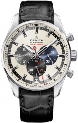 Zenith 2010 El Primero Collection Self winding Automatic Chronometer Silver Mens Watch 03-2041-4052-69-C496 