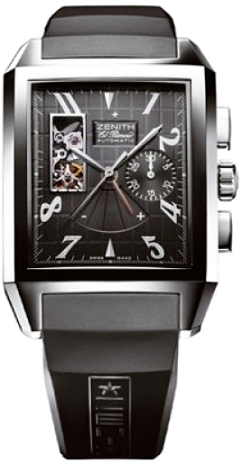 Zenith Port Royal Rectangle Open Self winding Automatic Chronometer Black Mens Watch 03-0550-4021-21-R512 